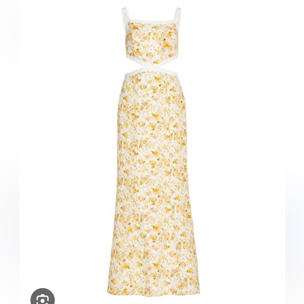 Floral Cutout Maxi Dress in Yellow and White